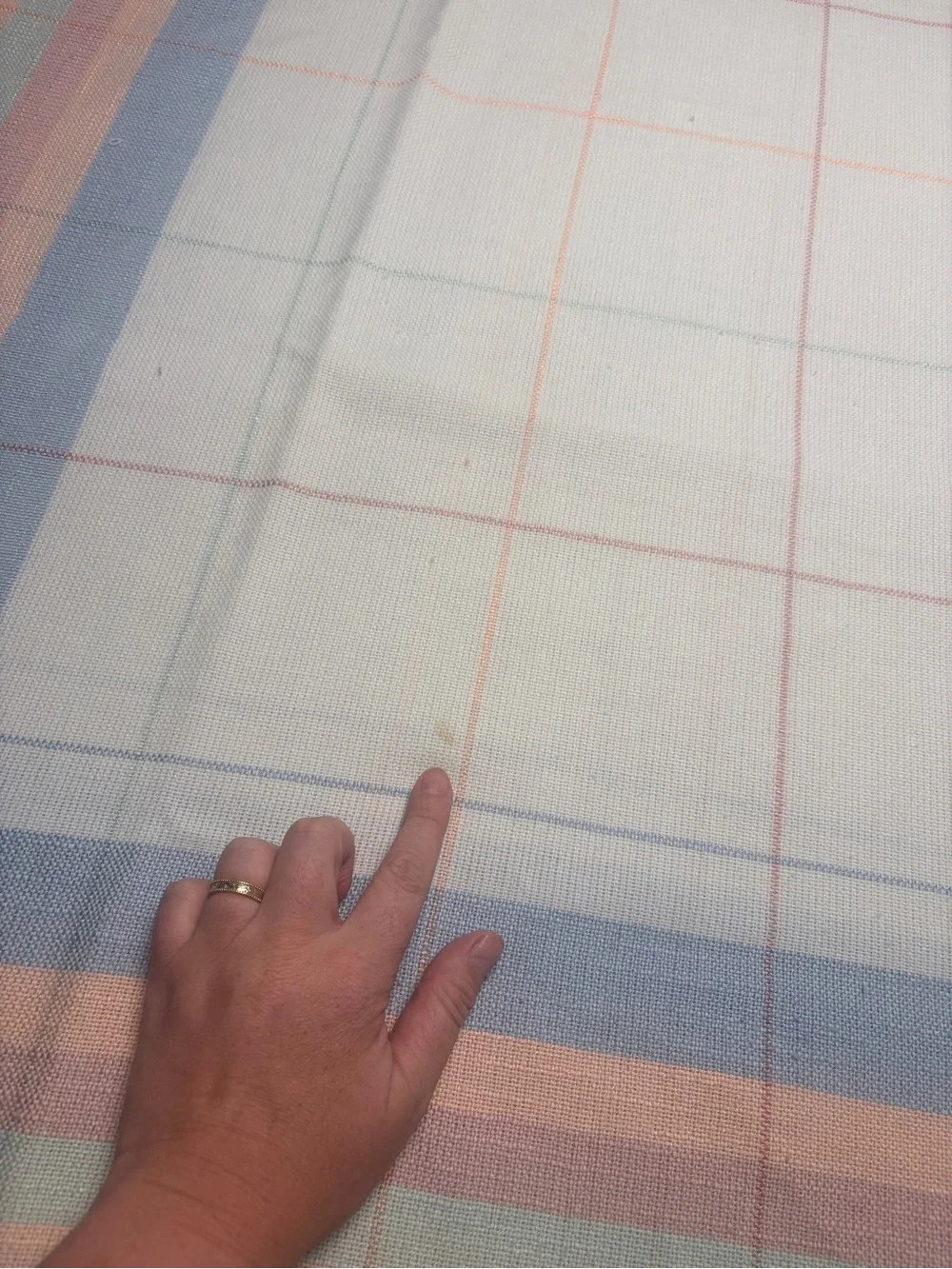 Pastel Plaid Cotton Table Cloth and Napkin Set - White, Light Blue, Pink 50x68in